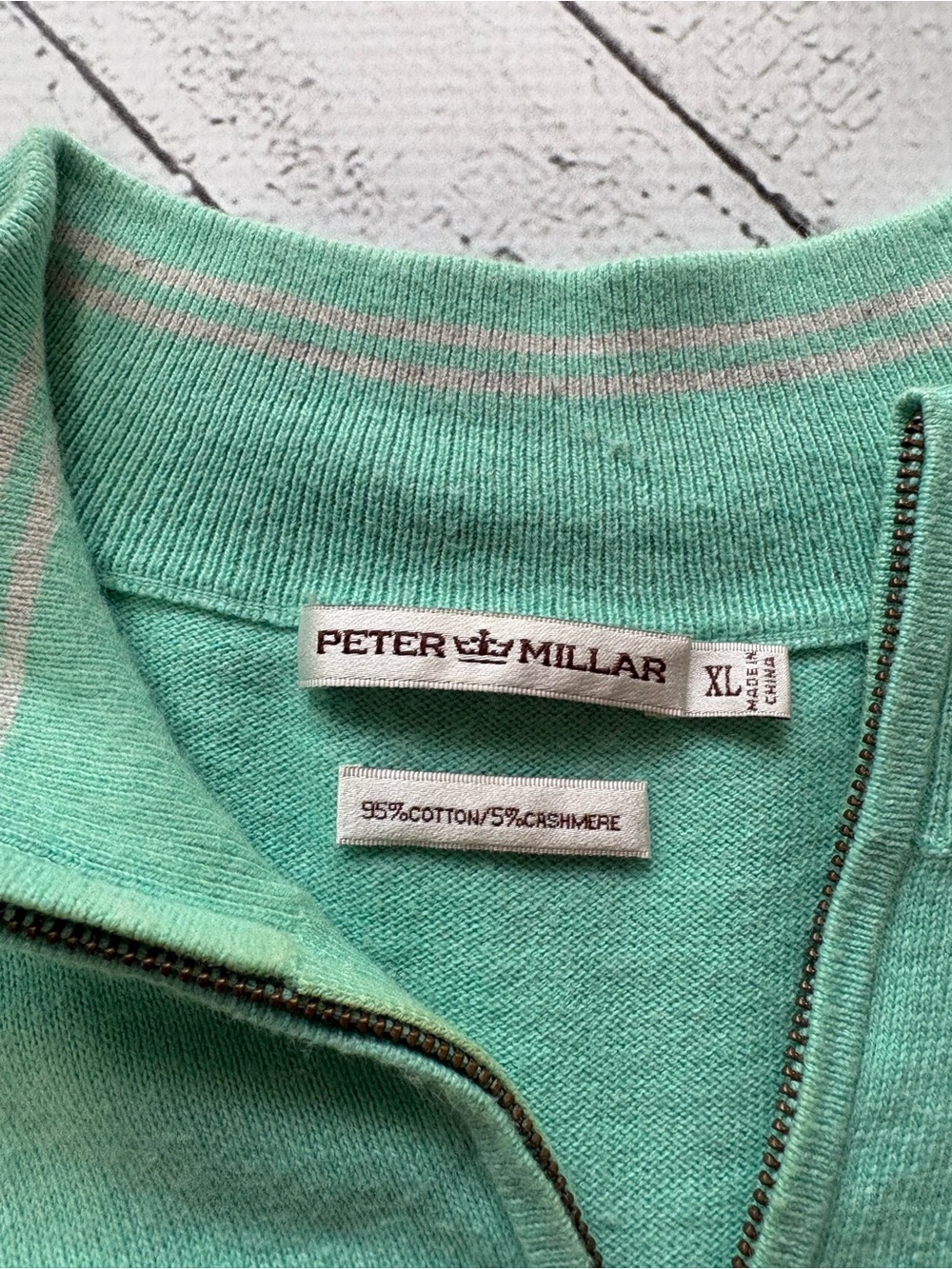 Peter Millar Cotton Cashmere Quarter Zip Sweater Vest Mint Green Men’s XL